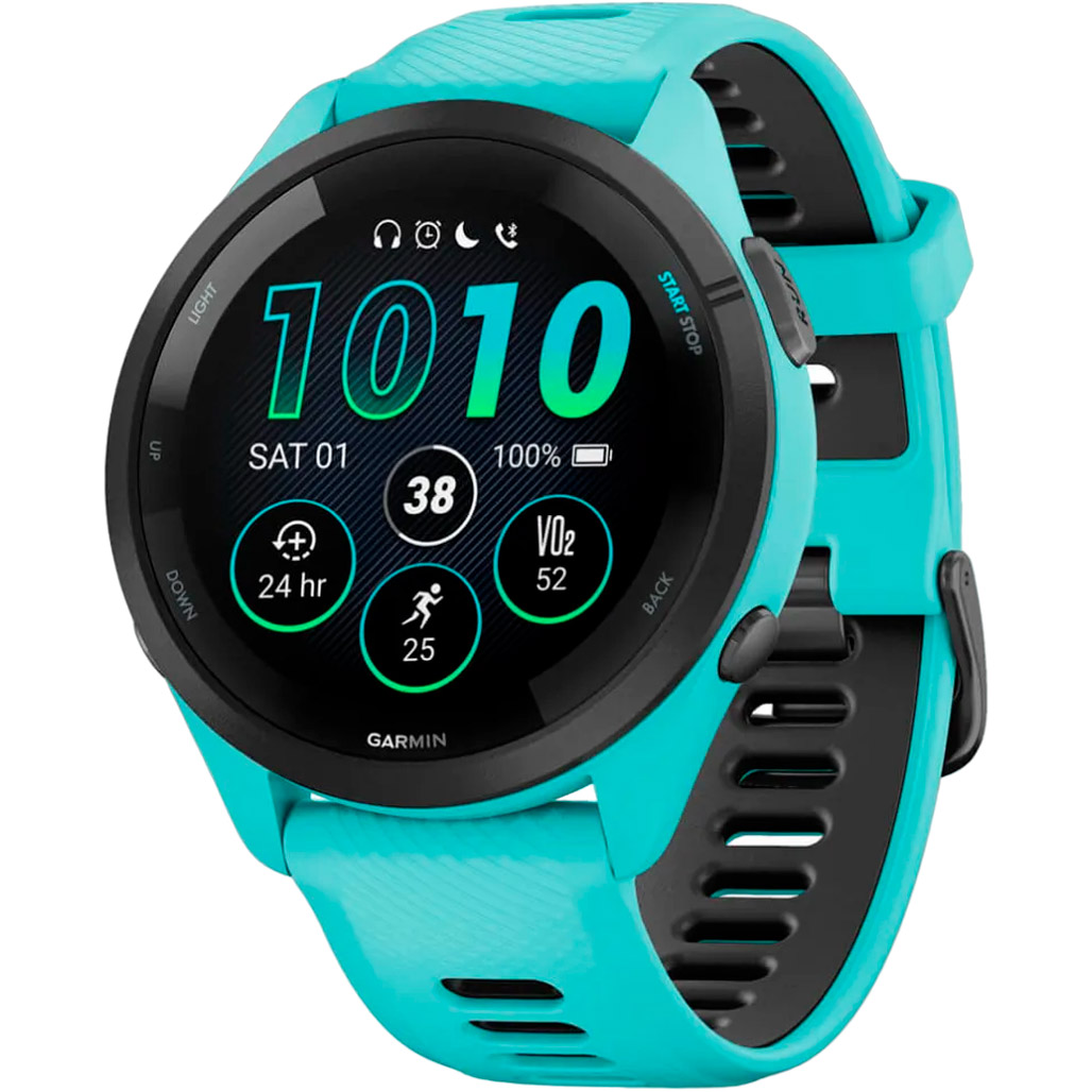 Смарт-годинник Garmin Forerunner 265 Black Bezel with Aqua Case and Aqua/Black Silicone Band (010-02810-02)
Смарт-годинник Garmin Forerunner 265 Black Bezel with Aqua Case and Aqua/Black Silicone Band (010-02810-02)
