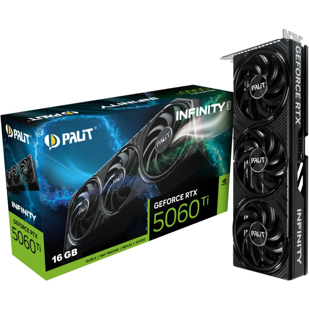 Видеокарта Palit GeForce RTX 5060 Ti Infinity 3 16GB (NE7506T019T1-GB2061S) UA
Видеокарта Palit GeForce RTX 5060 Ti Infinity 3 16GB (NE7506T019T1-GB2061S) UA
