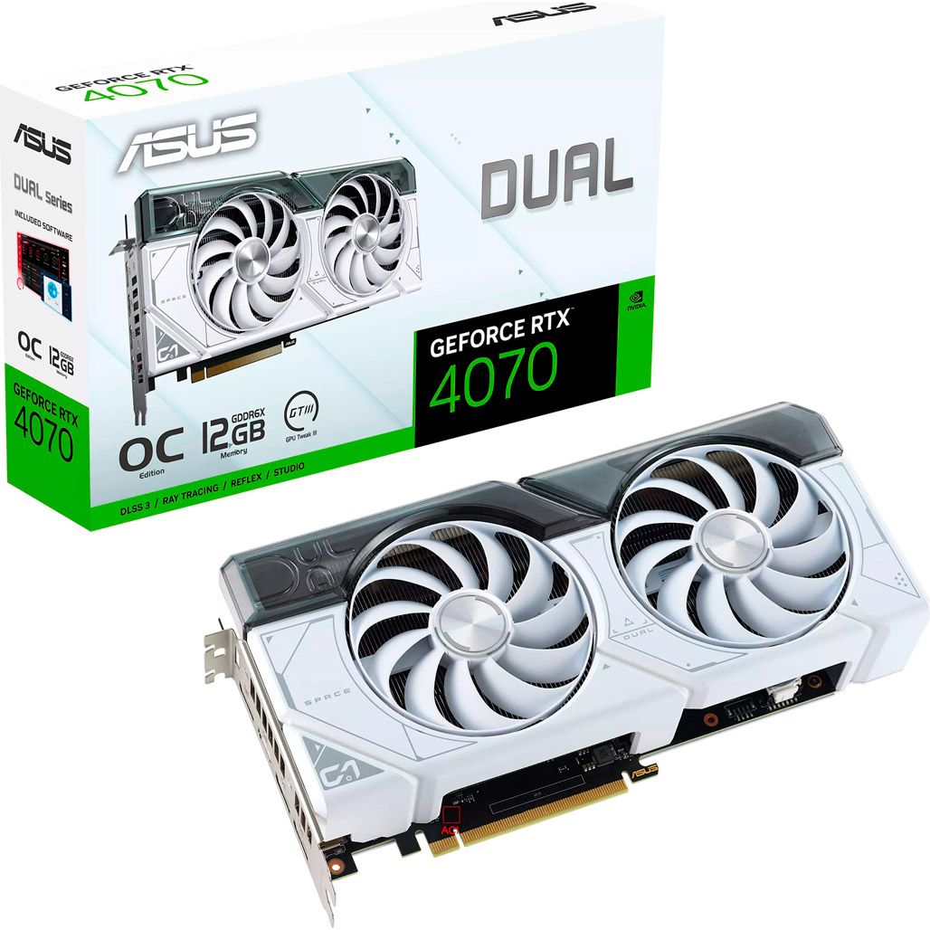 Відеокарта Asus Dual GeForce RTX 4070 White OC Edition 12GB GDDR6X (DUAL-RTX4070-O12G-WHITE)
Відеокарта Asus Dual GeForce RTX 4070 White OC Edition 12GB GDDR6X (DUAL-RTX4070-O12G-WHITE)