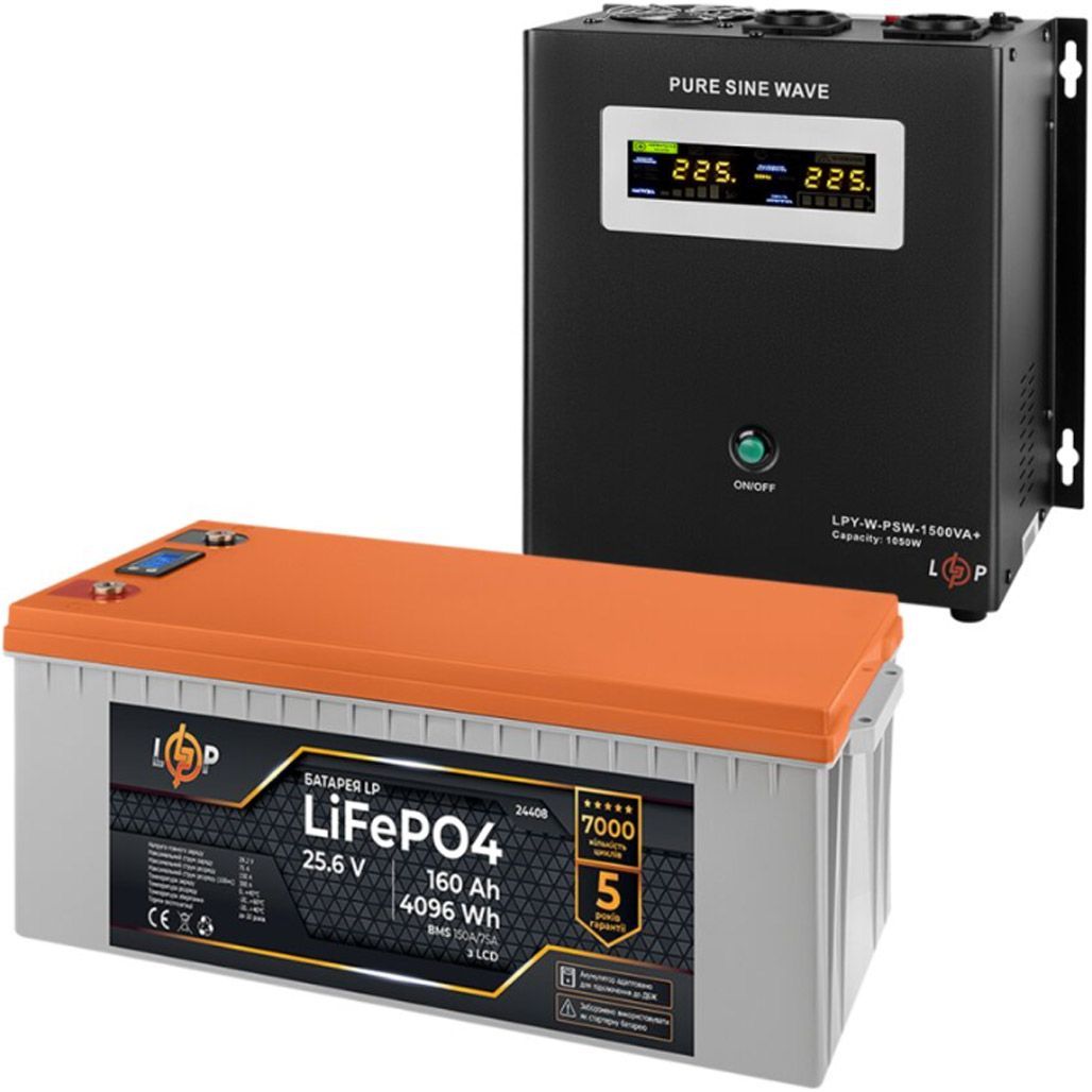 Джерело безперебійного живлення (ДБЖ) LogicPower LPY-W-PSW-1500VA + LiFePO4 25.6V - 160Ah BMS 150A/75A LCD (29592)
Джерело безперебійного живлення (ДБЖ) LogicPower LPY-W-PSW-1500VA + LiFePO4 25.6V - 160Ah BMS 150A/75A LCD (29592)