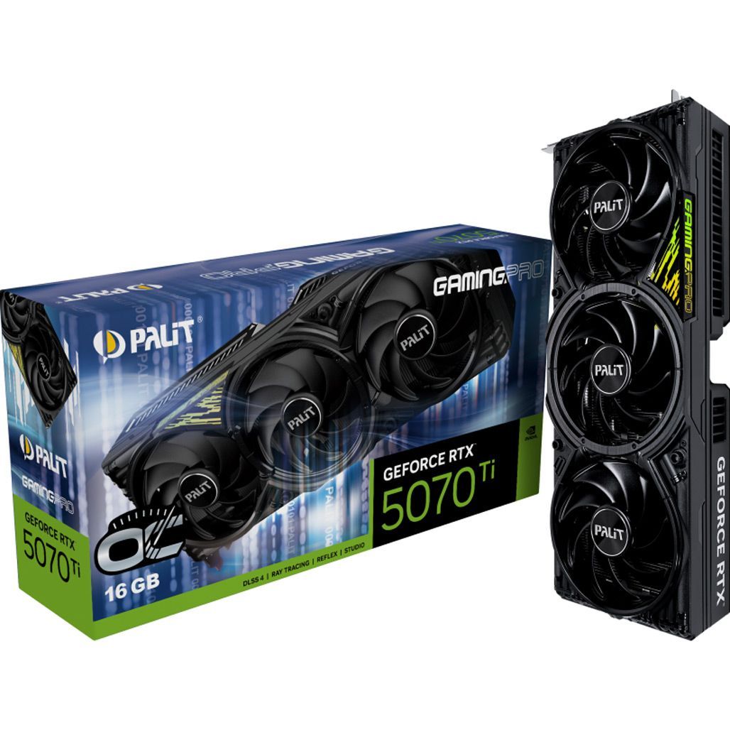 Відеокартa Palit GeForce RTX 5070 Ti GamingPro OC (NE7507TS19T2-GB2031A) UA
Відеокартa Palit GeForce RTX 5070 Ti GamingPro OC (NE7507TS19T2-GB2031A) UA