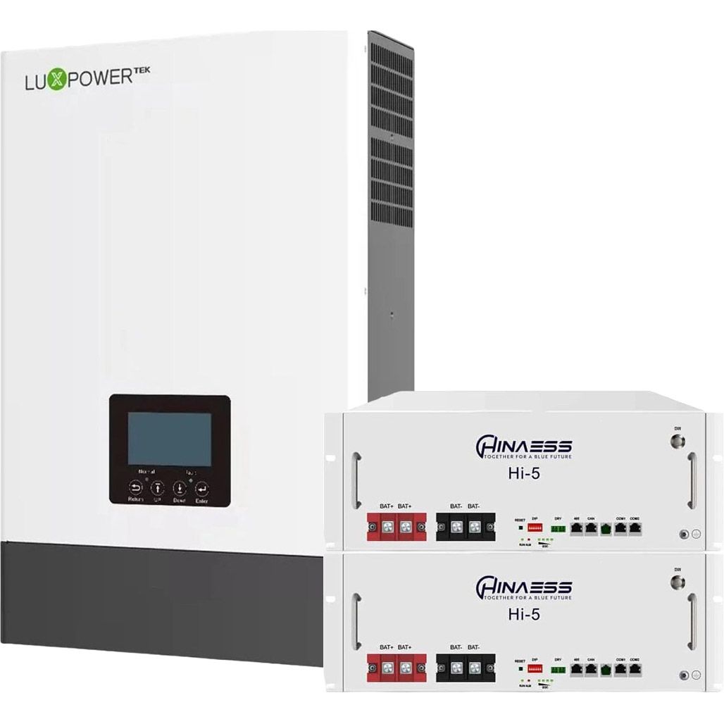 Гібридний сонячний інвертор LuxPower SNA6000 Wide PV + 2 x акумулятор HinaESS LiFePO4 5120Wh
Гібридний сонячний інвертор LuxPower SNA6000 Wide PV + 2 x акумулятор HinaESS LiFePO4 5120Wh
