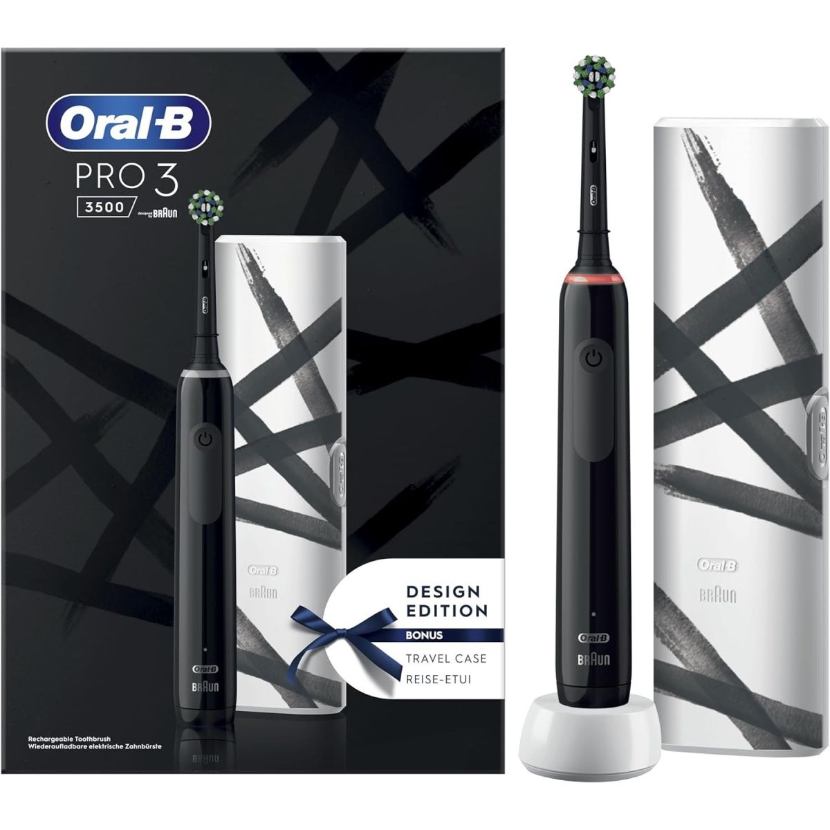 Електричні зубні щітка Oral-B D505 PRO 3 3500 Cross Action Design Edition + Travel Case Black
Електричні зубні щітка Oral-B D505 PRO 3 3500 Cross Action Design Edition + Travel Case Black