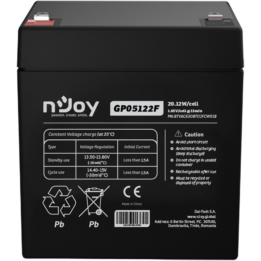 Аккумулятор Njoy GP05122F AGM 12V (12V/5Ah/60Wh) (BTVACEUOATF2FCN01B)
Аккумулятор Njoy GP05122F AGM 12V (12V/5Ah/60Wh) (BTVACEUOATF2FCN01B)