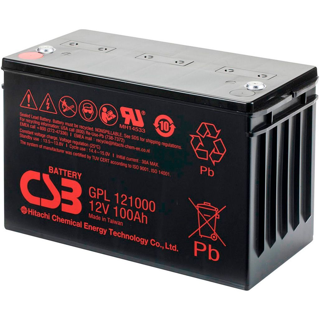 Аккумулятор CSB AGM 12V (12V/100Ah/1200Wh) (GPL121000)
Аккумулятор CSB AGM 12V (12V/100Ah/1200Wh) (GPL121000)