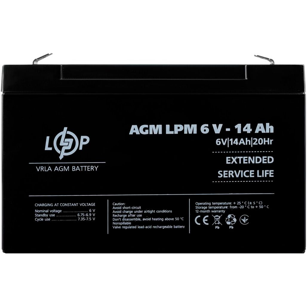 Аккумулятор LogicPower AGM 6V (6V/14Ah/84Wh) (4160)
Аккумулятор LogicPower AGM 6V (6V/14Ah/84Wh) (4160)