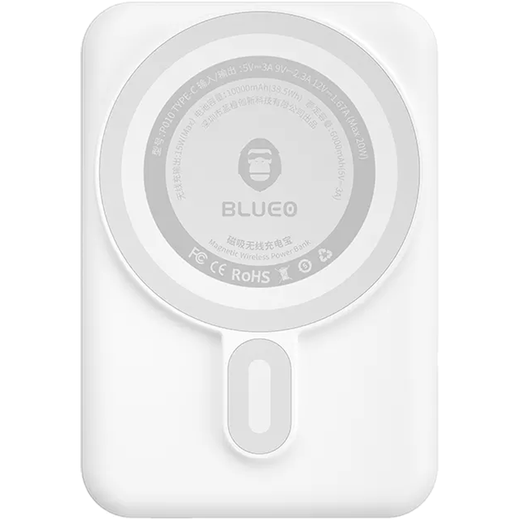 Зовнішній акумулятор Blueo Magnetic Wireless Power Bank 20 Вт 10000 mAh White (P010WHT)
Зовнішній акумулятор Blueo Magnetic Wireless Power Bank 20 Вт 10000 mAh White (P010WHT)