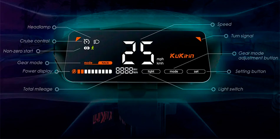 LCD-дисплей Kugoo Kirin G2 New 2024/2025 Яскравий і чіткий екран