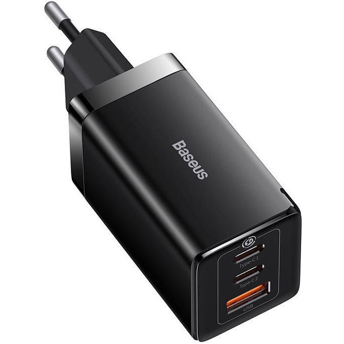 Мережевий зарядний пристрій Baseus GaN5 Pro Fast Charger 2C+U 65W + Cable USB-C Black (CCGP120201) 