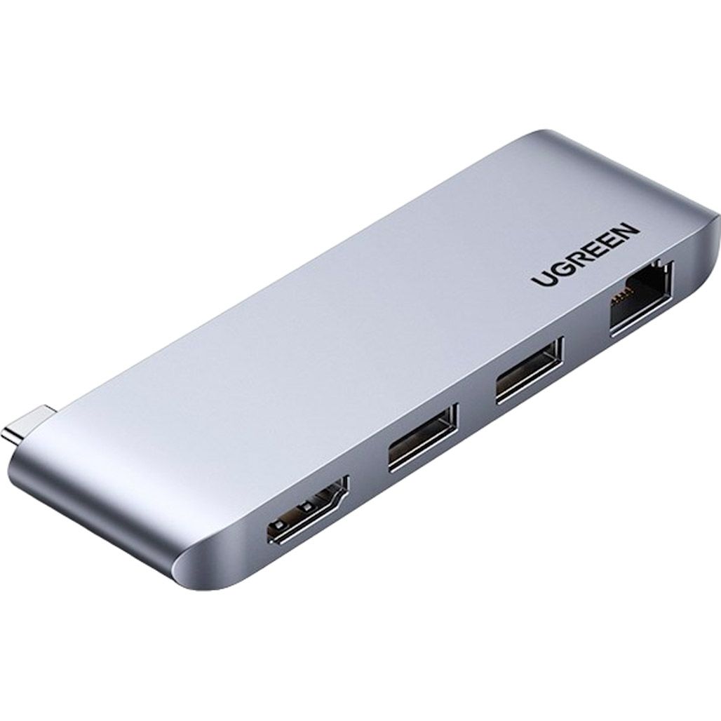 

USB-хаб Ugreen CM458 USB-C to 2-Port USB 3.0 + HDMI 4K + RJ45 (20490)