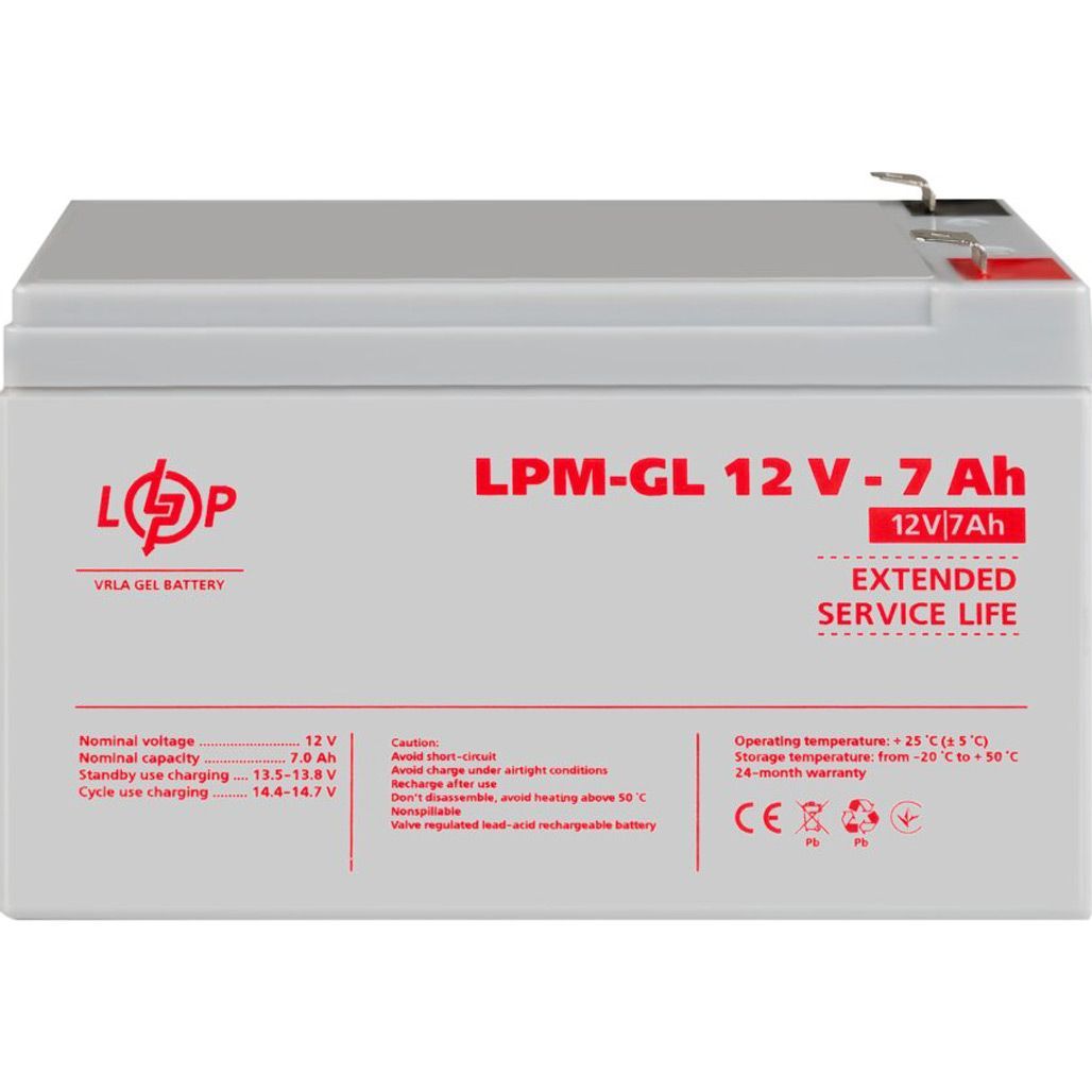 

Акумулятор LogicPower GEL 12V (12V/7Ah/84Wh) (6560)