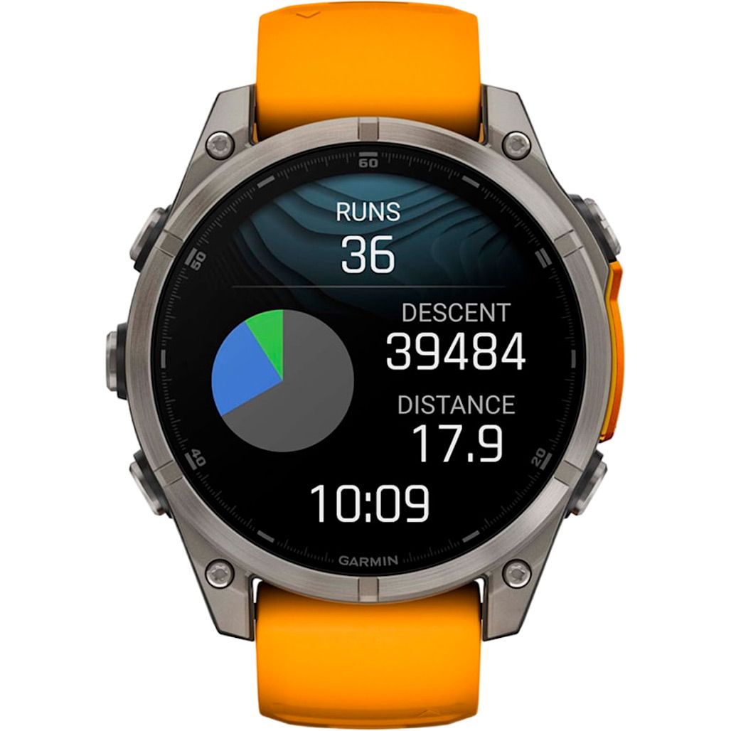 Смарт-годинник Garmin Fenix 8 AMOLED Sapphire 47mm Titanium with Spark Orange/Graphite Silicone Band (010-02904-10)