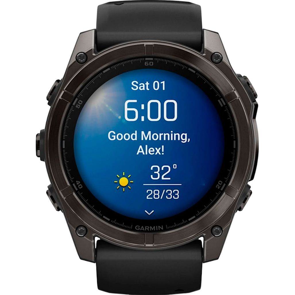 Смарт-годинник Garmin Fenix 8 AMOLED Sapphire 51mm Carbon Gray DLC Titanium with Black/Pebble Gray Silicone Band (010-02905-20)