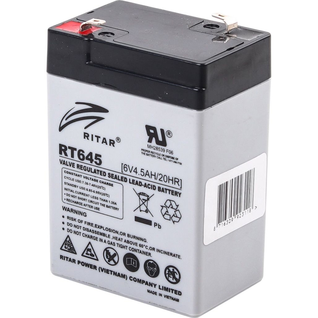

Аккумулятор Ritar AGM 6V (6V/4.5Ah/27Wh) (RT645)