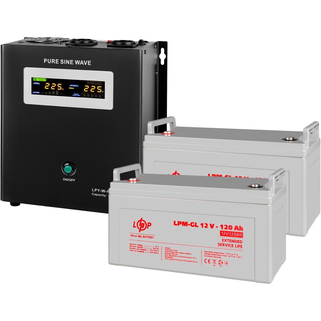 

Джерело безперебійного живлення (ДБЖ) LogicPower LPY-W-PSW-1500VA + АКБ LPM-GL 12V - 2 x 120Ah (19804)