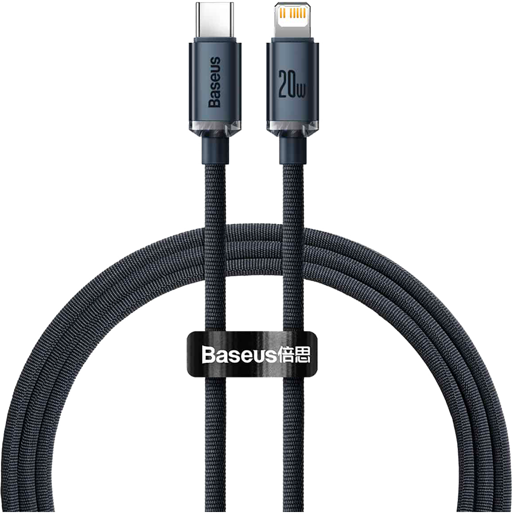 

Кабель Baseus Crystal Shine Series USB-C to Lightning 20W 1.2m Black (CAJY000201)