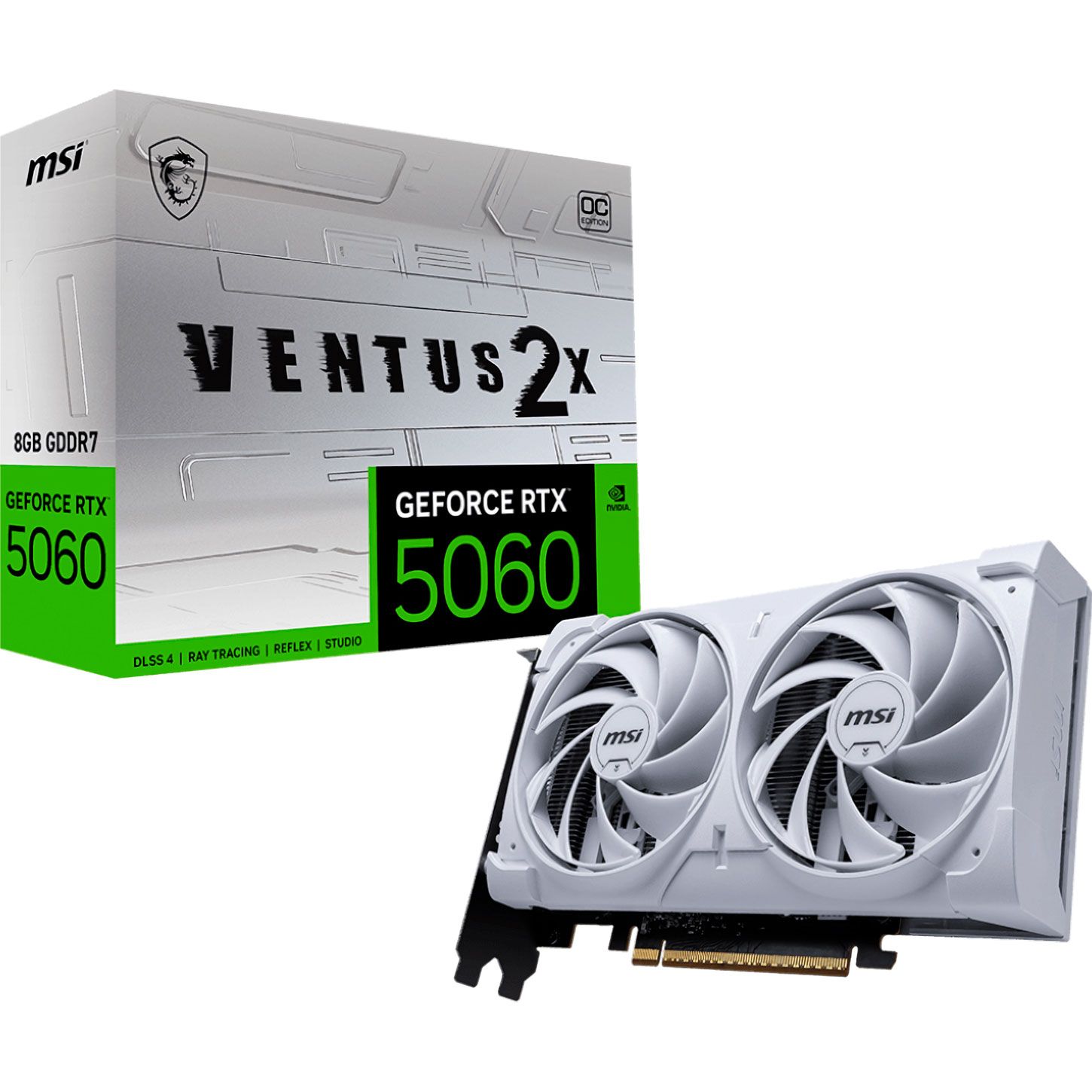 

Видеокарта MSI GeForce RTX 5060 Ventus 2X OC 8G White (G5060-8V2CW) UA