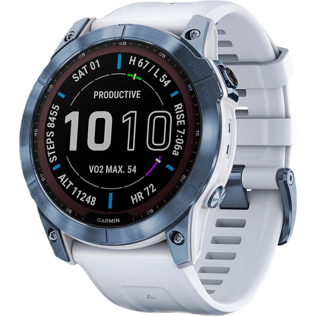 

Смарт-годинник Garmin Fenix 7 Sapphire Solar Edition Mineral Blue Titanium with Whitestone Band (010-02540-24/25)