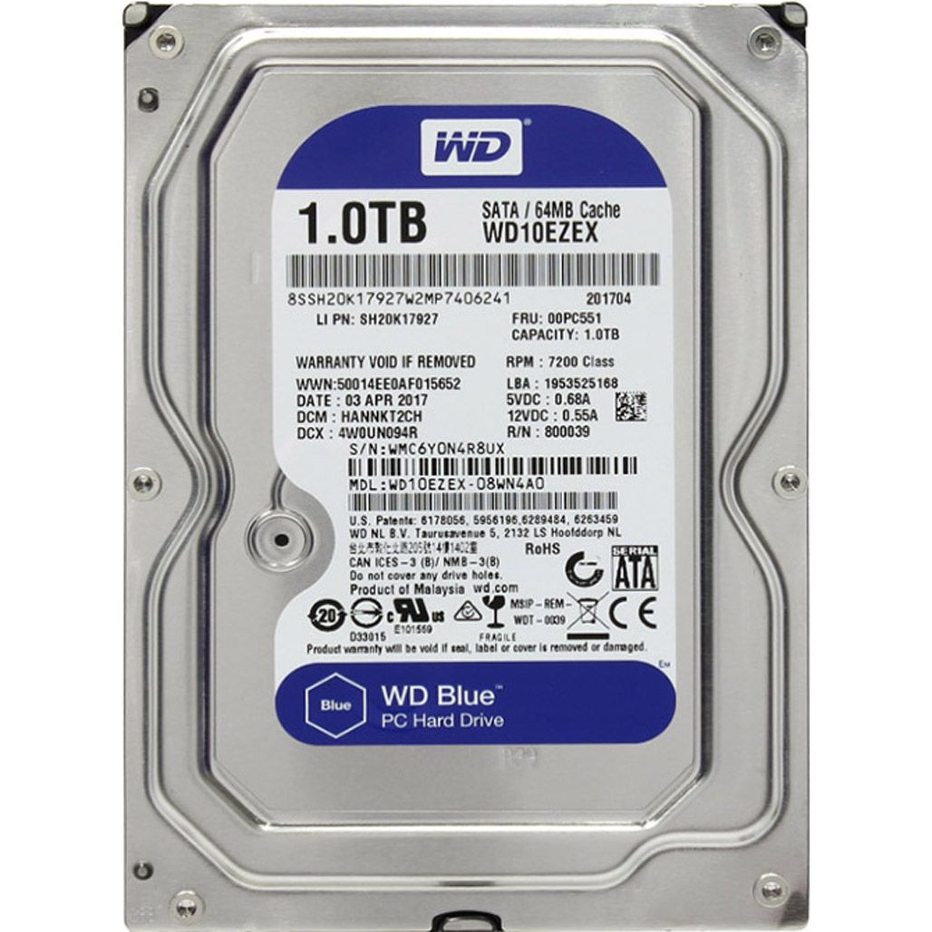 

Жесткий диск 3.5` WD Blue 1TB SATA 64MB (WD10EZEX)