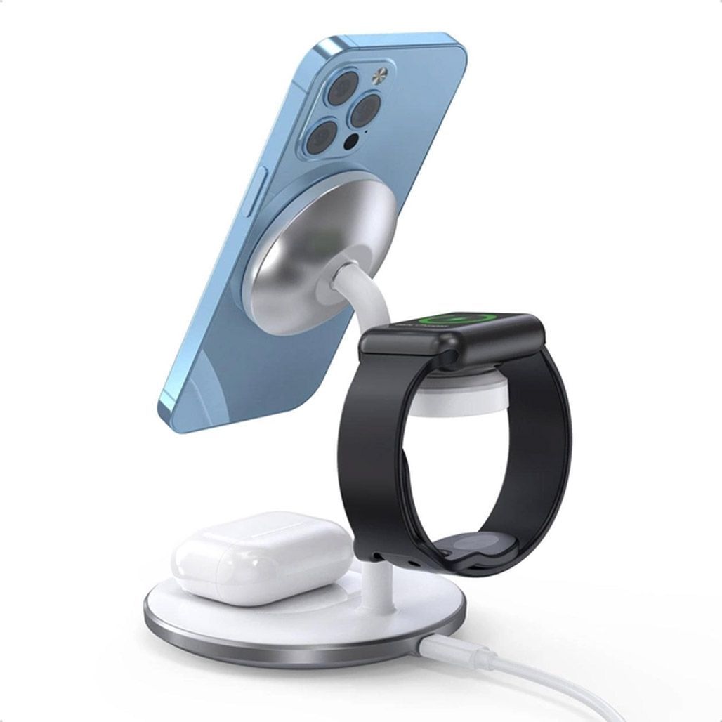 Бездротовий зарядний пристрій Choetech T585-F 3 в 1 Magnetic Wireless Charging White