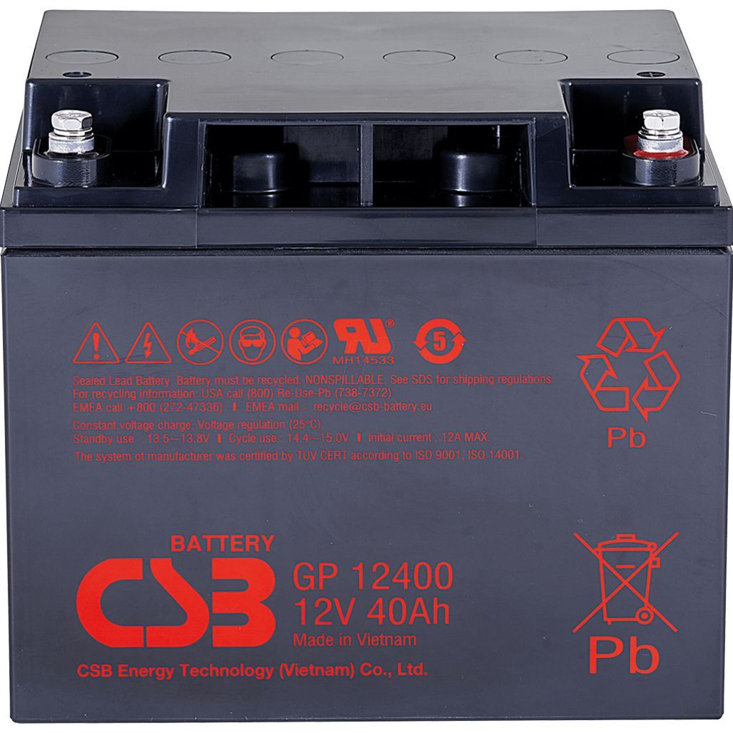 

Аккумулятор CSB AGM 12V (12V/40Ah/480Wh) (GP12400)