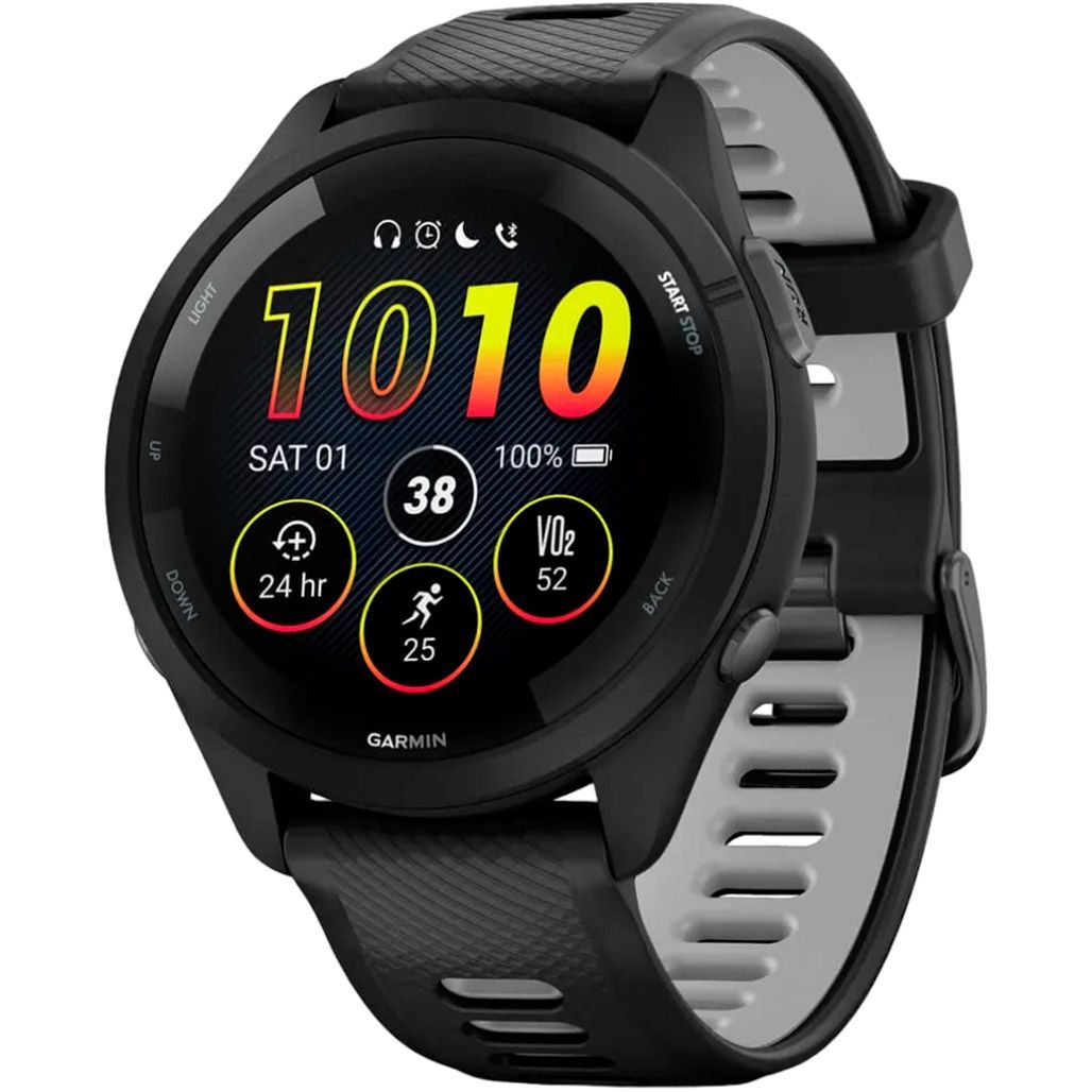 

Смарт-годинник Garmin Forerunner 265 Black Bezel and Case with Black/Powder Gray Silicone Band (010-02810-10)
