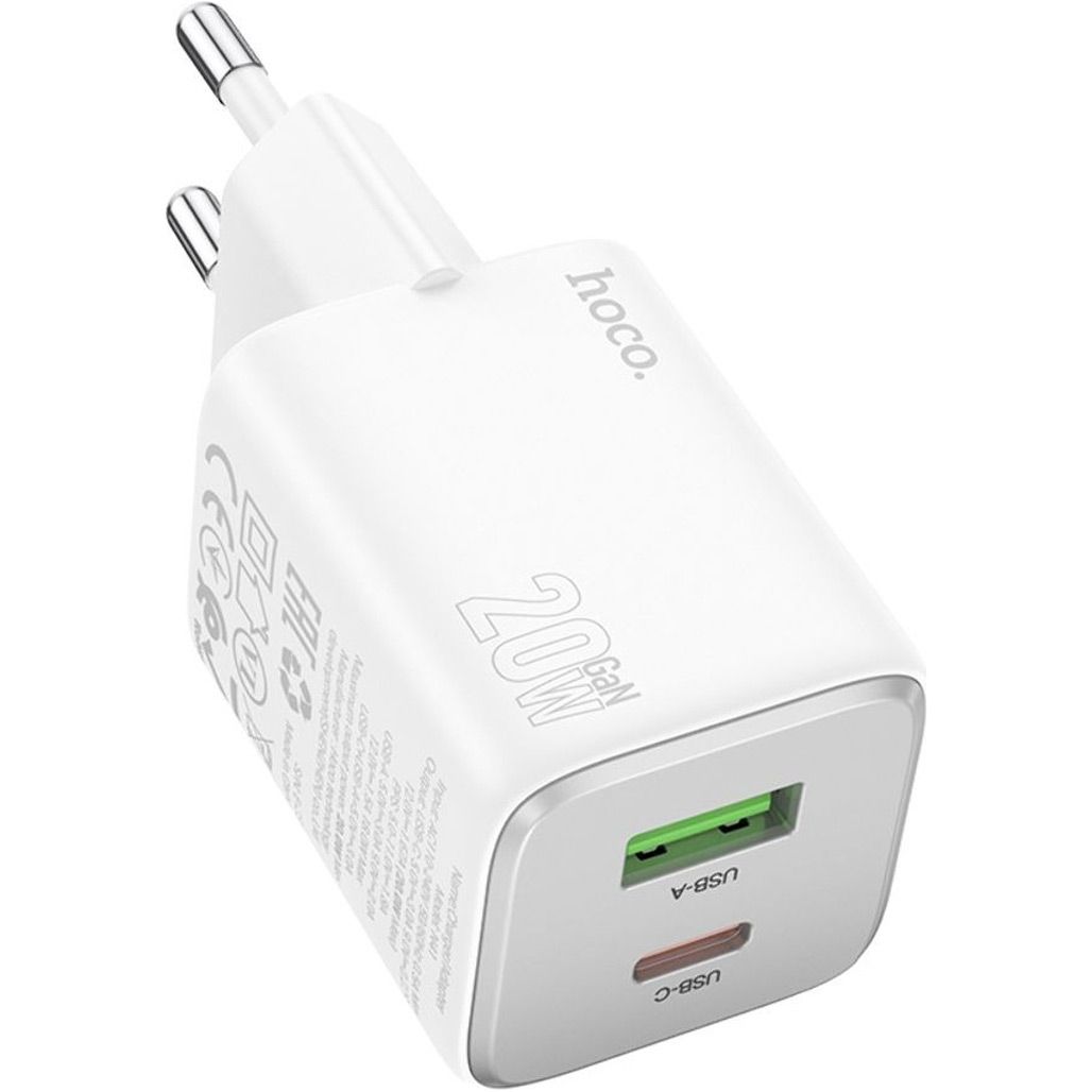 

Мережевий зарядний пристрій Hoco N41 Almighty 20W USB-A + USB-C White (617031)