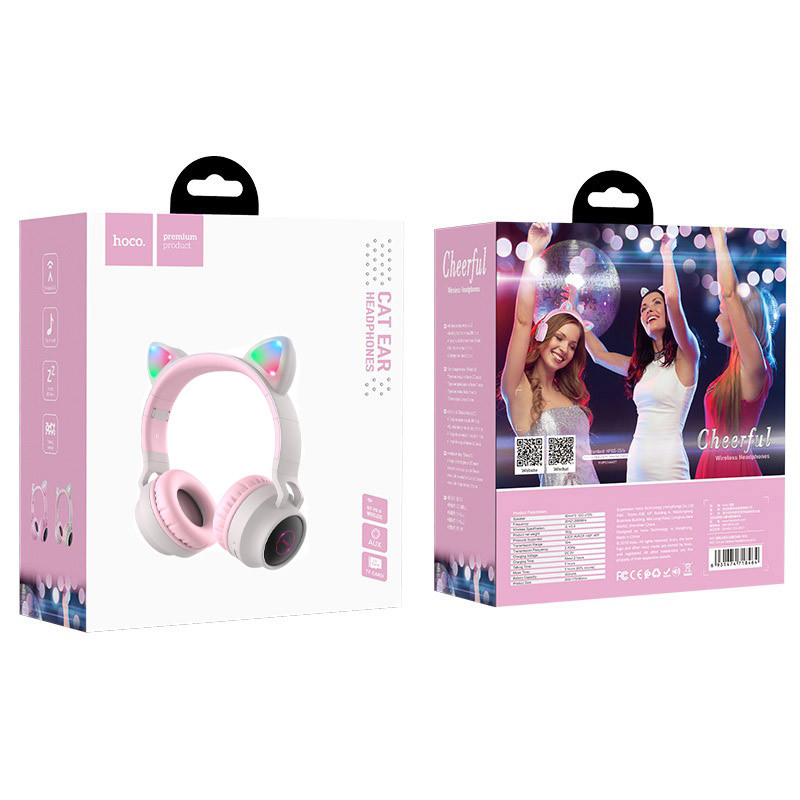 Наушники Hoco W27 Cat Ear Stereo Bluetooth Headphones Grey (718457) [74552] 
