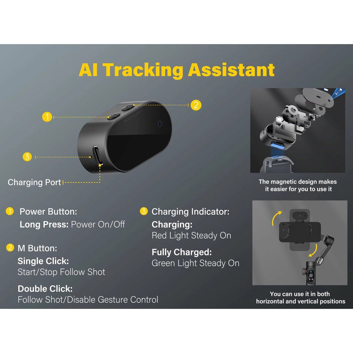 Стабілізатор відеозйомки AOCHUAN Smart X Pro AI Black (AOCHUAN-SMARTXPROAI-B)