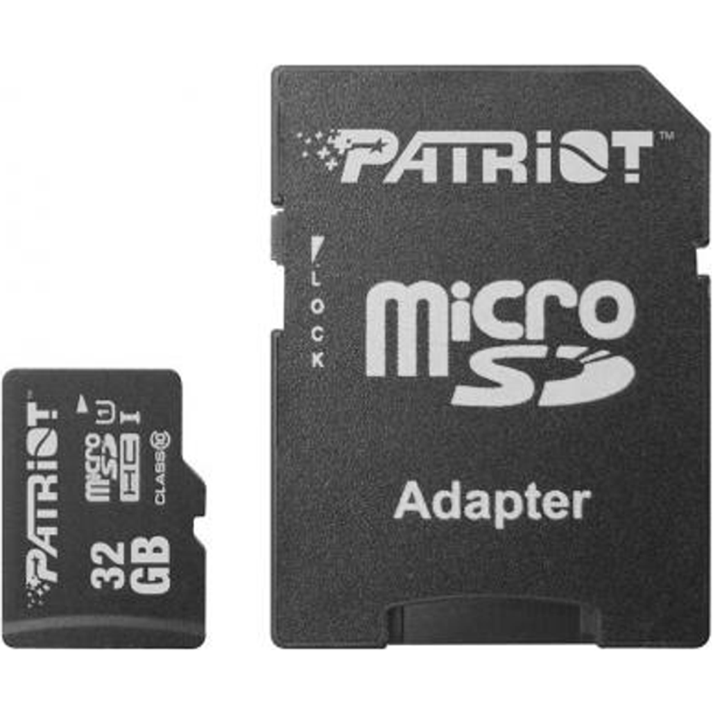 

Карта памяти Patriot LX microSDHC 32GB UHS-I Class 10 + SD адаптер (PSF32GMCSDHC10)