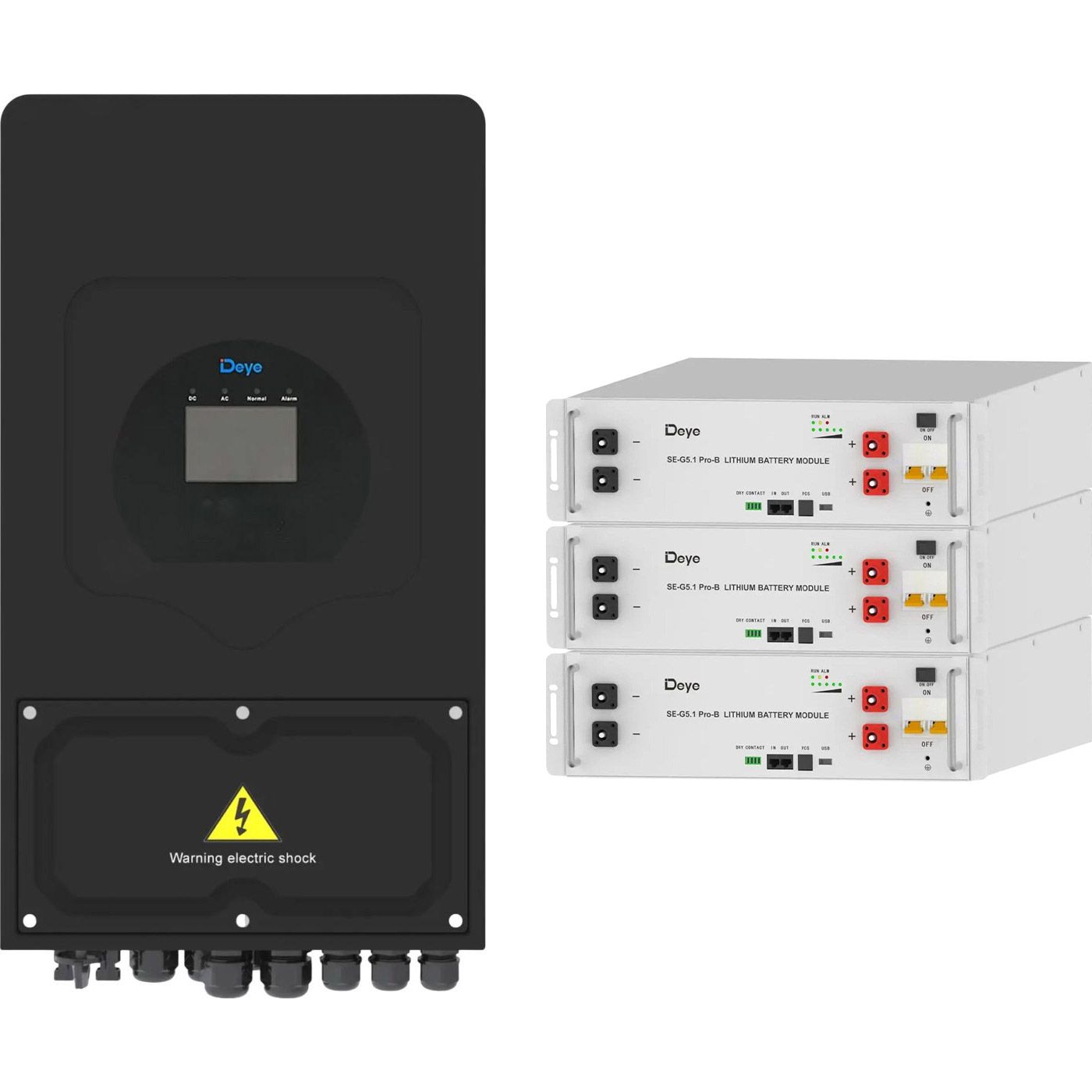 

Система хранения энергии Deye SUN-5K-SG03 Black 5kW + 3 АКБ SE-G5.1 Pro-B 15.3Wh (51.2V/100Ah/5120Wh)
