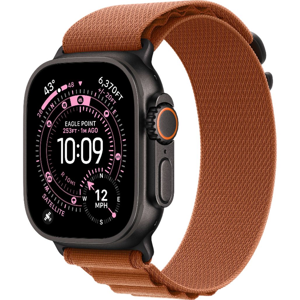 

Смарт-годинник Apple Watch Ultra 3 49mm Black Titanium Case with Terra Cotta Alpine Loop Large (MF254+MG9F4)