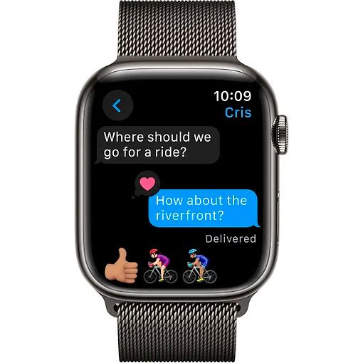 Смарт-годинник Apple Watch Series 9 45mm GPS + LTE Graphite Stainless Steel with Graphite Milanese Loop (MRMX3)