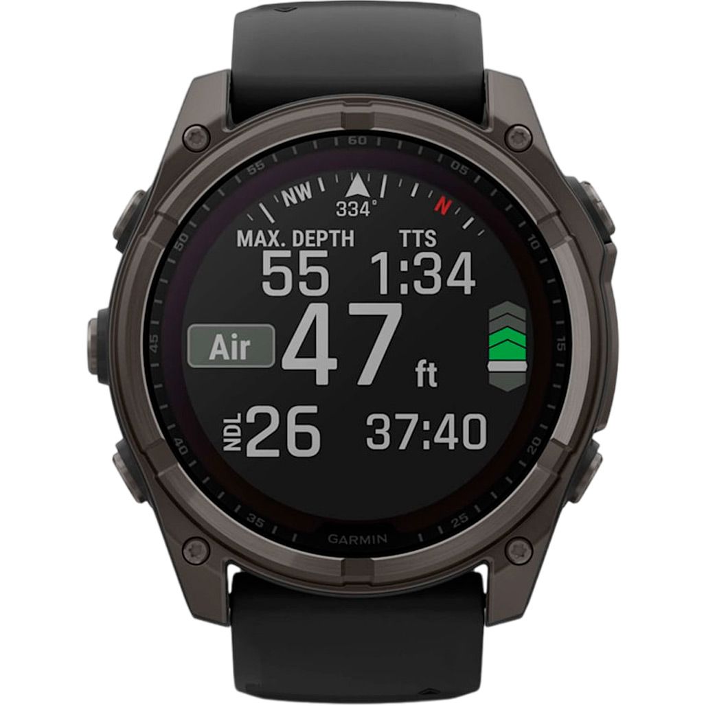 Смарт-годинник Garmin Fenix 8 Solar Sapphire 51mm Carbon Gray DLC Titanium with Black/Pebble Gray Silicone Band (010-02907-10)