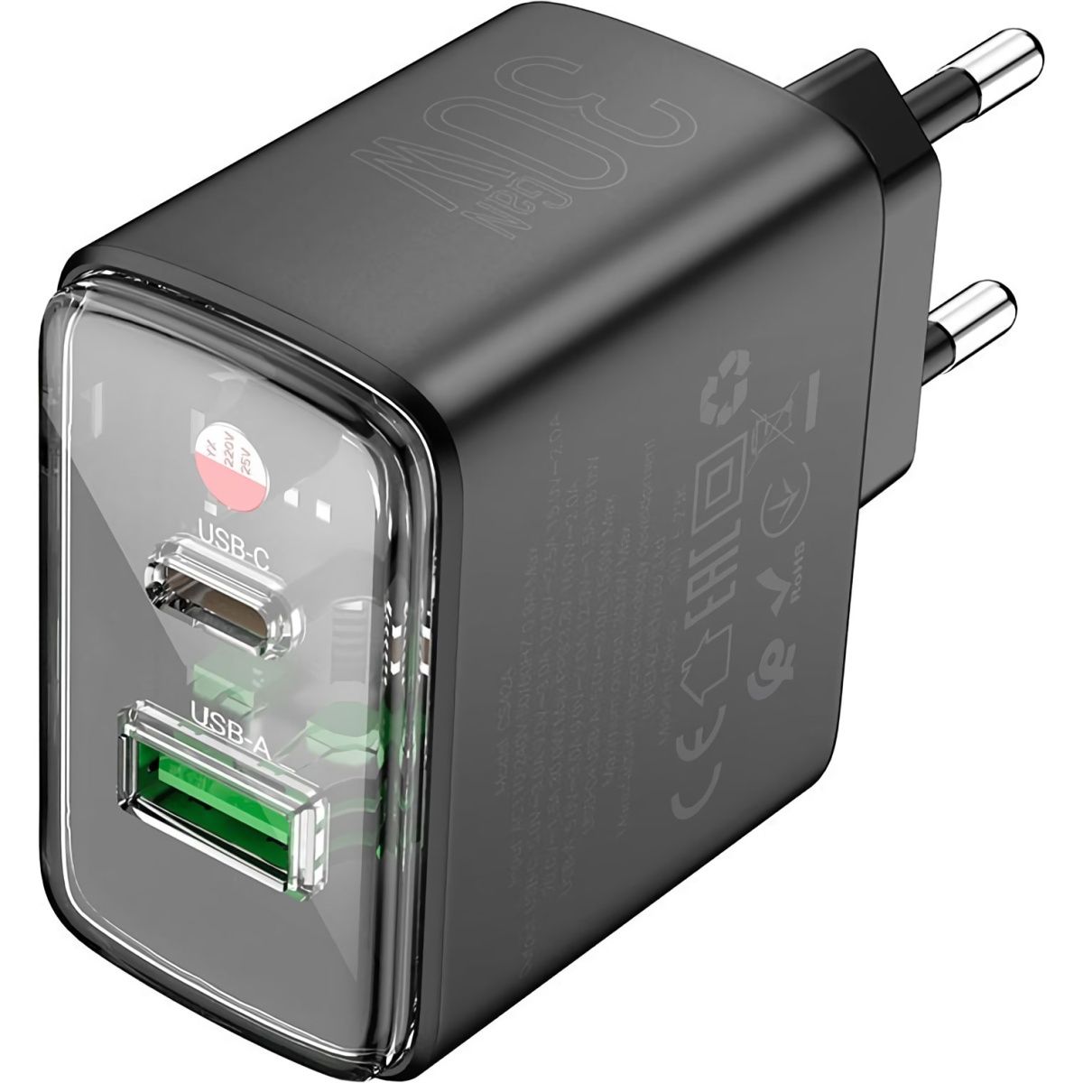 

Мережевий зарядний пристрій Hoco CS42A Smart PD30W+QC3.0 Black (620765)