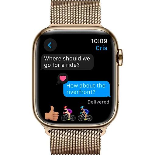 Смарт-годинник Apple Watch Series 9 GPS + Cellular 45mm Gold Stainless Steel with Gold Milanese Loop (MRMU3)