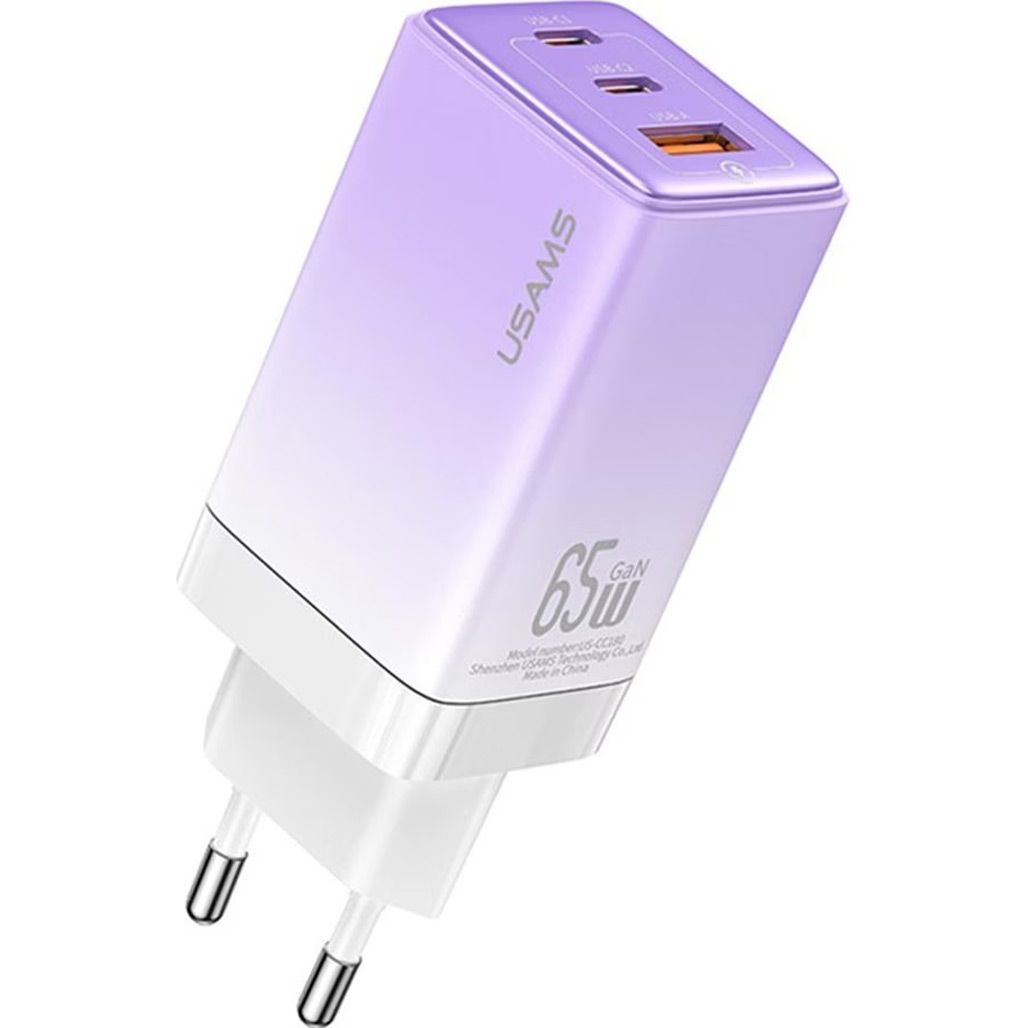 

Мережевий зарядний пристрій Usams US-CC180 65W Gradient Purple