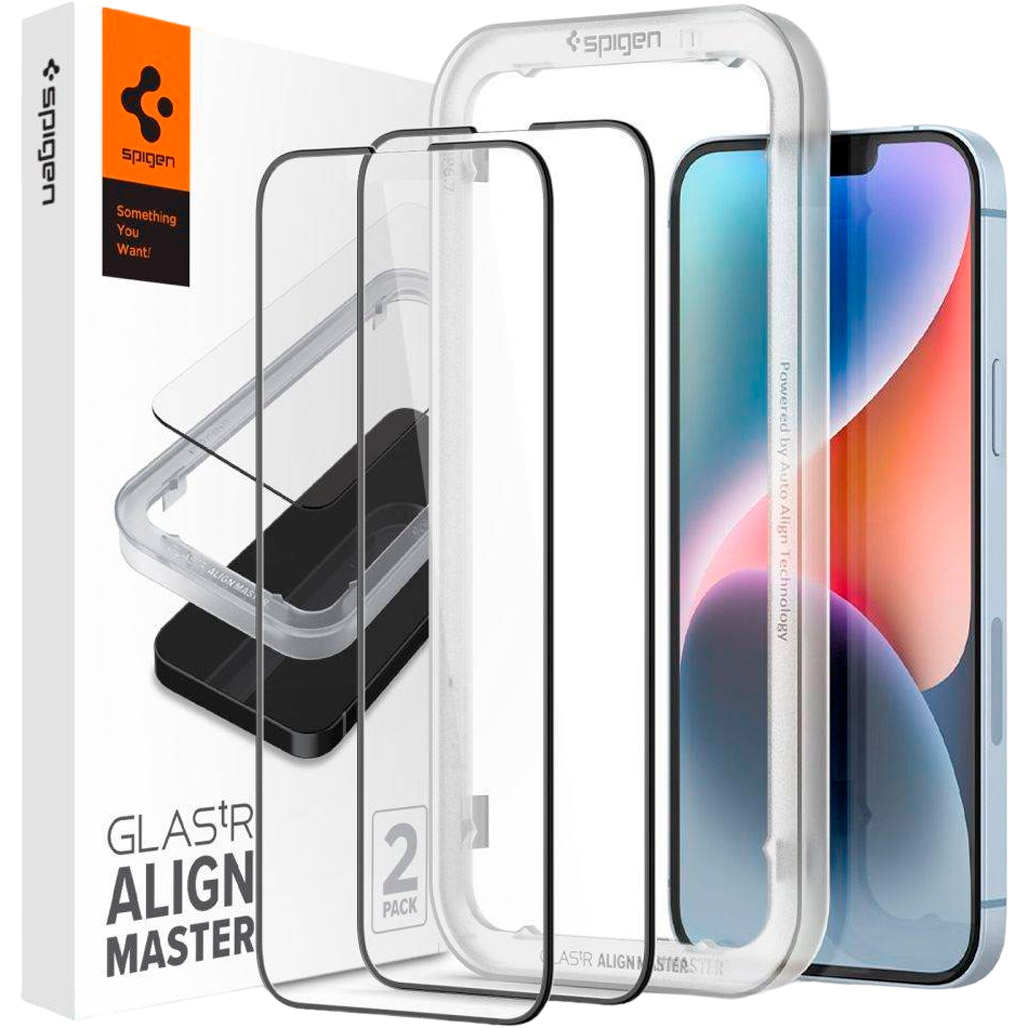 

Захисне скло Spigen ALM Glass FC 2-Pack для Apple iPhone 14/13/13 Pro Black (AGL03387)