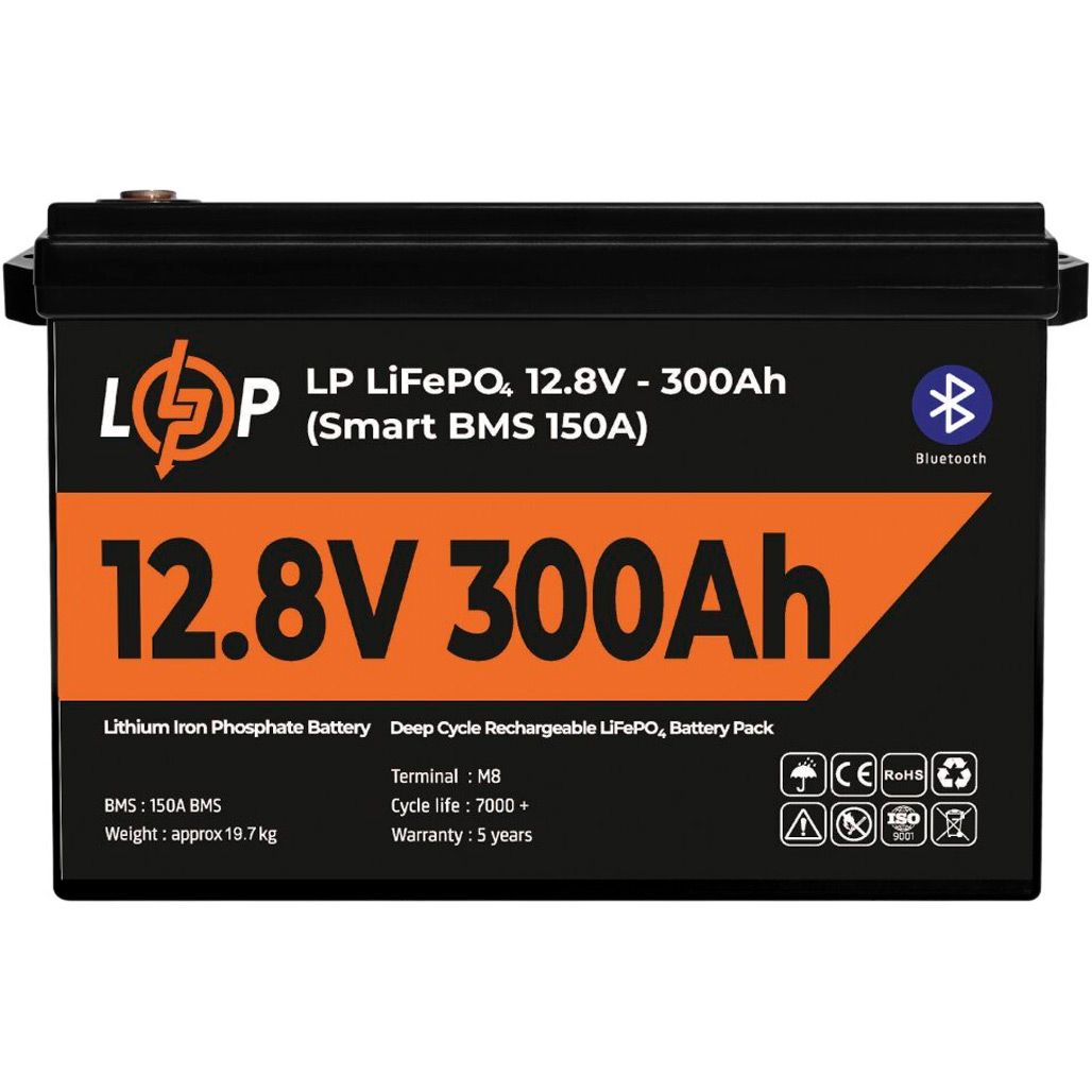 

Акумулятор LogicPower LiFePO4 12V (12.8V/300Ah/3840Wh) (30383)