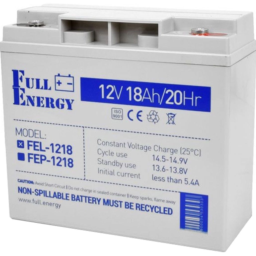 

Акумулятор Full Energy GEL 12V (12V/18Ah/216Wh) (FEL-1218)
