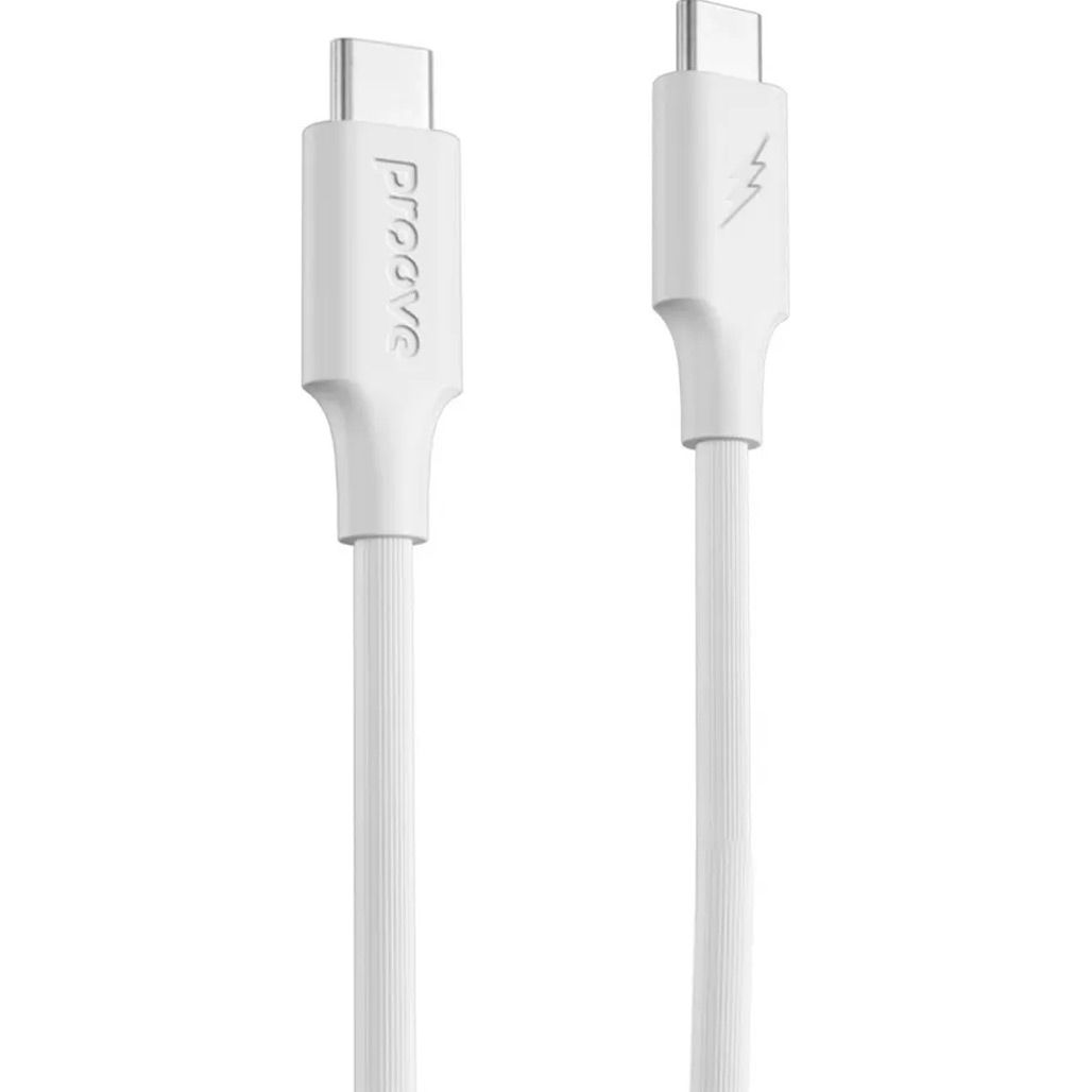 

Кабель Proove Striped Silicone USB-C to USB-C 60W 1m White (CCSS60002202)