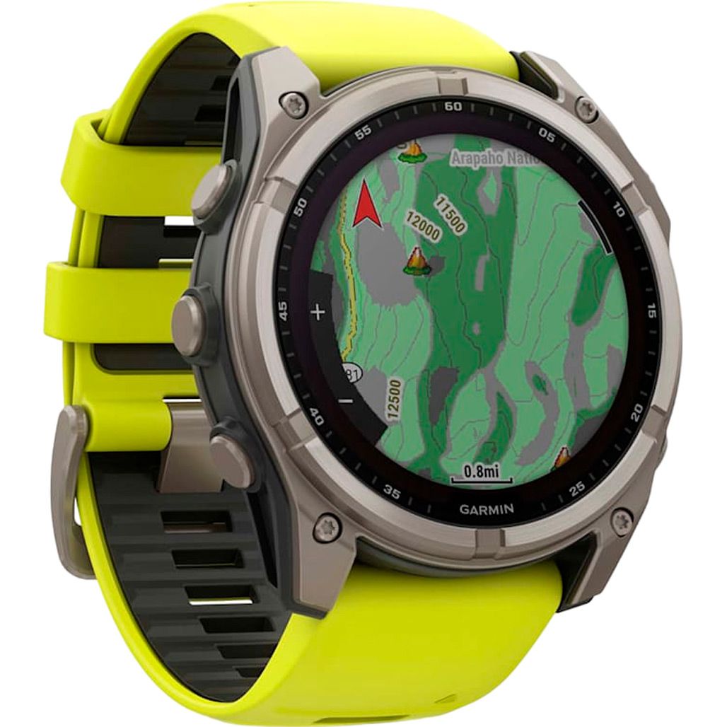 Смарт-годинник Garmin Fenix 8 Solar Sapphire 51mm Titanium with Amp Yellow/Graphite Silicone Band (010-02907-20)