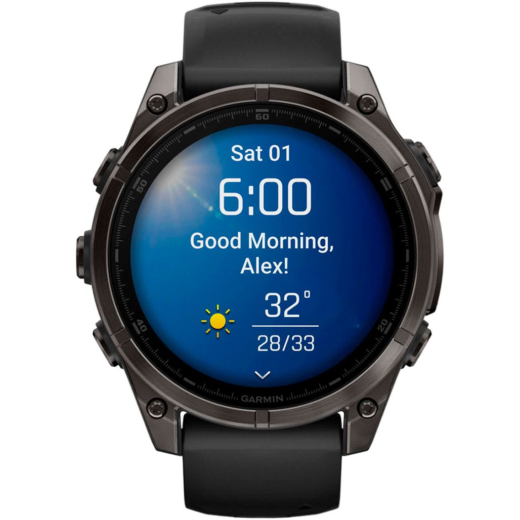 Смарт-годинник Garmin Fenix 8 AMOLED Sapphire 47mm Carbon Gray DLC Titanium with Black/Pebble Gray Silicone Band (010-02904-20) 
