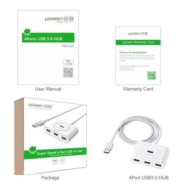 USB-хаб Ugreen CR113 USB to 4-Port USB 3.0 (40850)