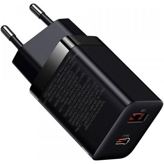 Мережевий зарядний пристрій Baseus Super Si Pro Quick Charger 30W USB-C + USB-A Black (CCSUPP-E01)
