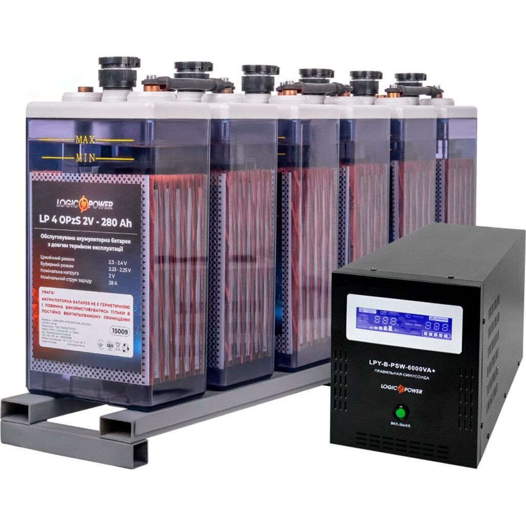 

Джерело безперебійного живлення (ДБЖ) LogicPower UPS B6000VA + 24 шт. х АКБ LP 4 OPzS 2V 280Ah (19672)