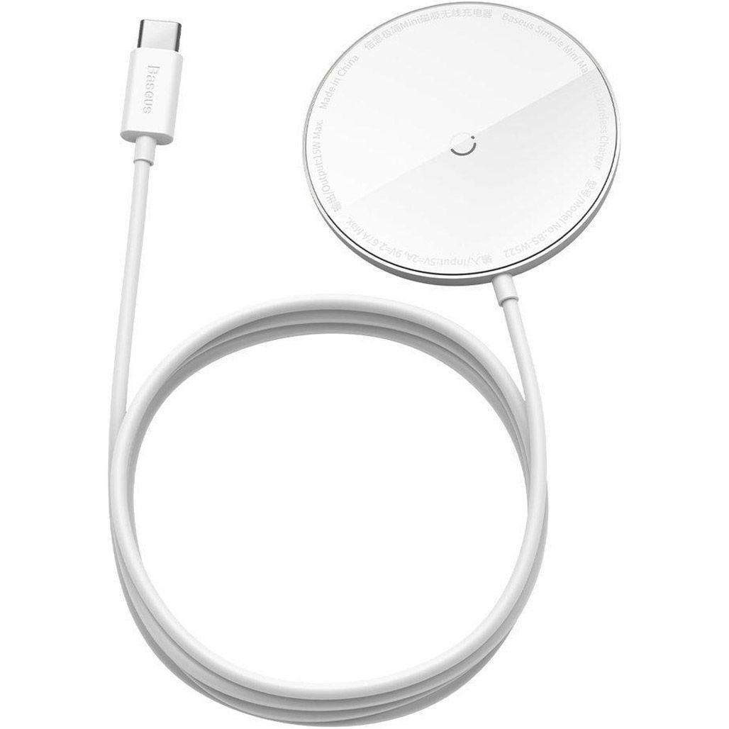

Бездротовий зарядний пристрій Baseus Simple Mini Magnetic Wireless Charger White (WXJK-F02)