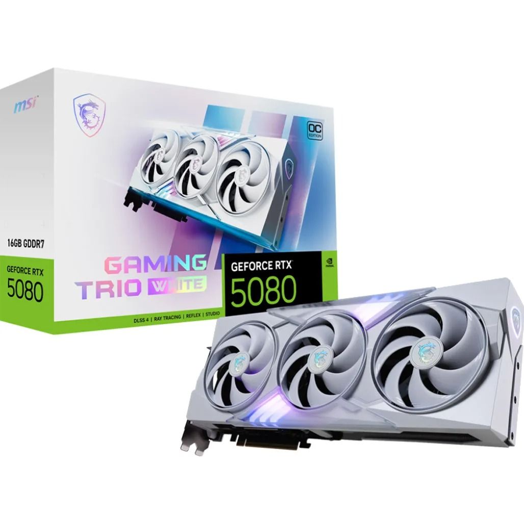 

Видеокарта MSI GeForce RTX 5080 16G Gaming Trio OC White UA