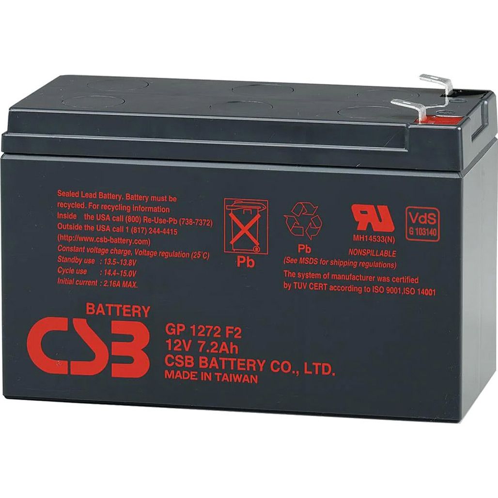 

Аккумулятор CSB AGM 12V (12V/7.2Ah/86.4Wh) (GP1272F2-B)