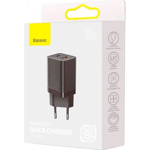 Мережевий зарядний пристрій Baseus Super Si Pro Quick Charger 30W USB-C + USB-A Black (CCSUPP-E01)